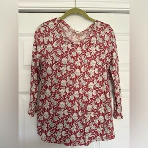 Lucky Brand Floral Red and White Women's Top